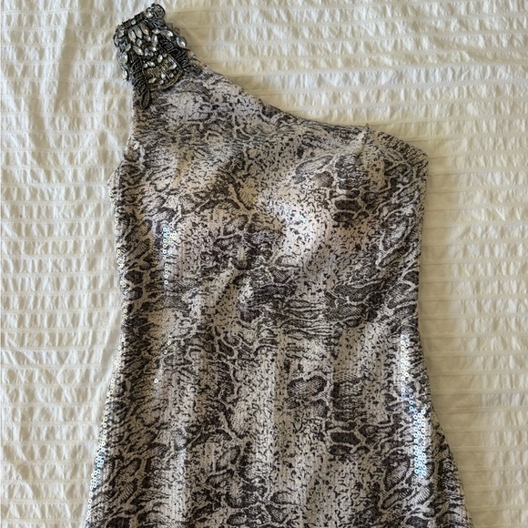 Cachè Silver Snake Clear Sequin Evening Gown - Picture 5 of 8